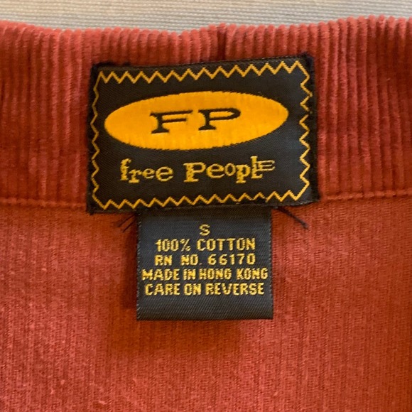 VTG Free People Corduroy Trucker Jacket Y2K Cropped Burnt Orange Womens S Boho - Picture 3 of 9